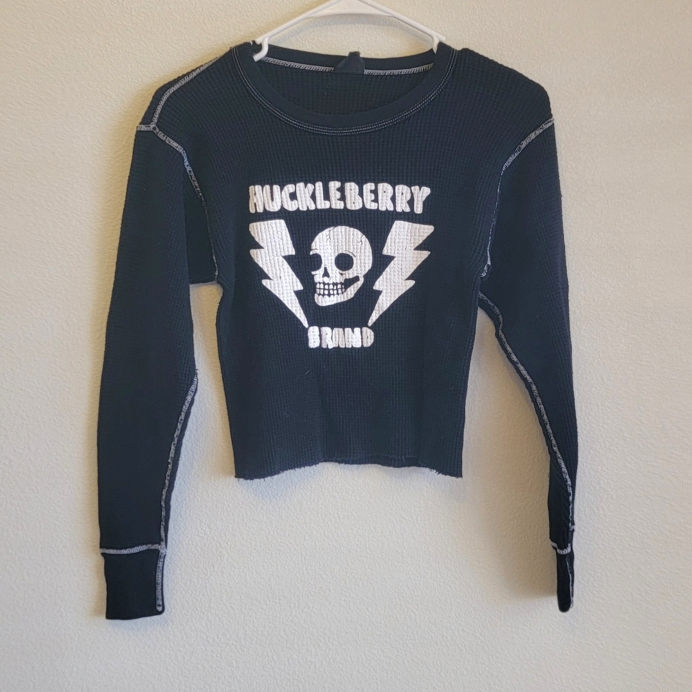 Black Long Sleeve Skull Graphic Top